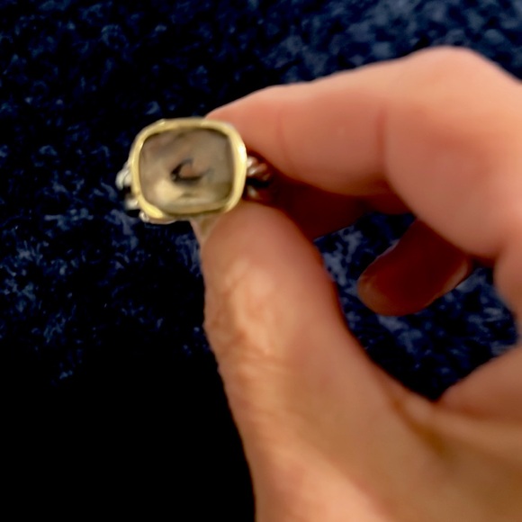 David Yurman -925-750 smokey quartz cable linked ring. - Picture 2 of 8